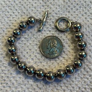 10mm 925 Silver Beaded Toggle Bracelet - Women Jewelry